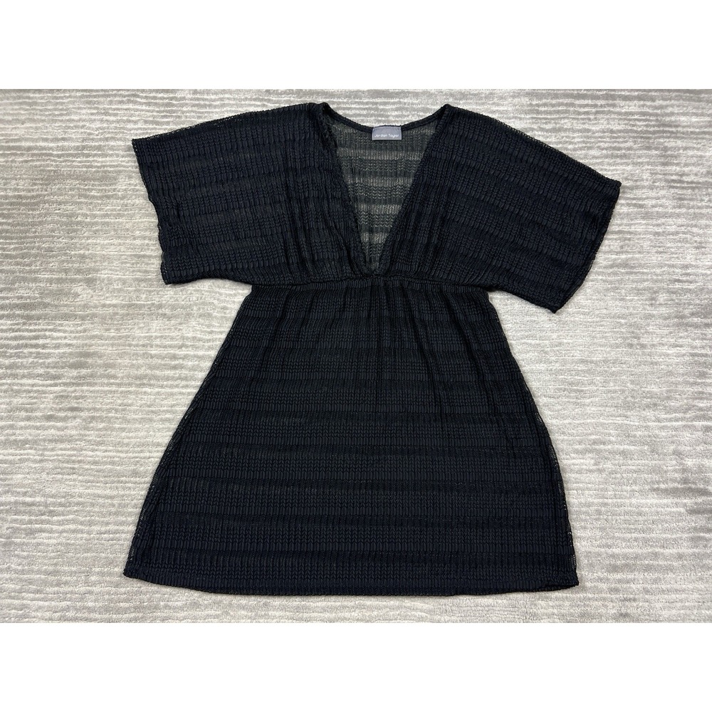 Jordan Taylor Top Womens Small Black Swimwear Cover Up Short Sleeve